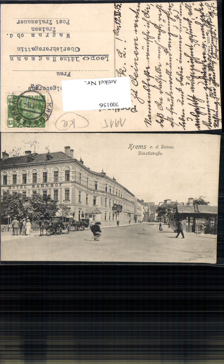 700156 Krems an der Donau Dinstlstraße Hotel Bahnhof Kutsche gel Wagram Traismauer