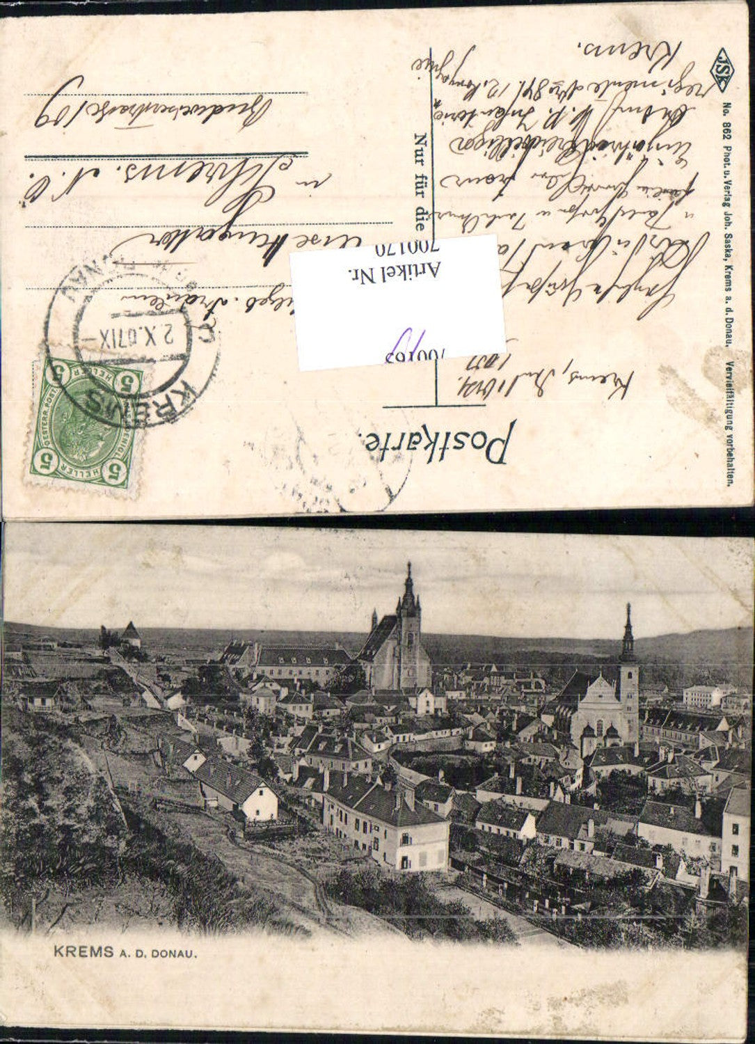 700170 Krems an der Donau 1900 pub Saska 862