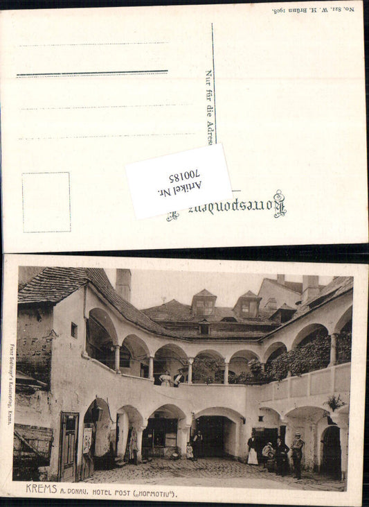 700185 Krems an der Donau Hotel Post Courtyard motif 1908