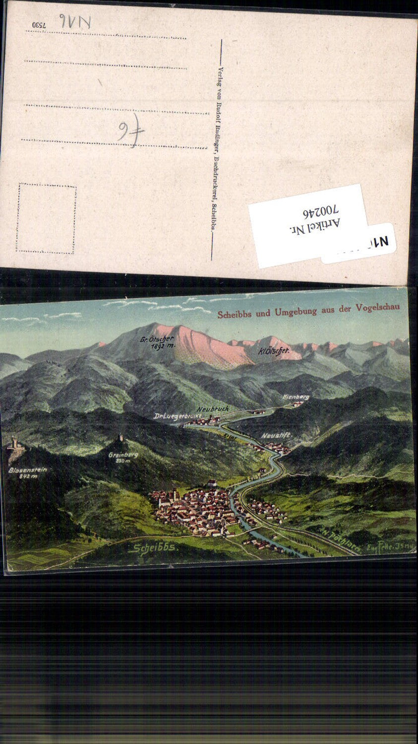 700246 Künstler AK Eugen Felle Vogelschau Scheibbs Ötscher Neustift