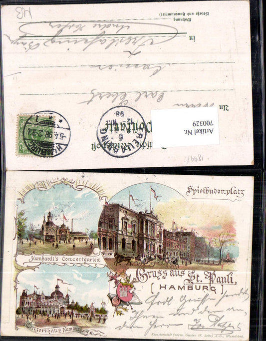 700329 Lithographie Hamburg St. Pauli Spielbudenplatz Concerthaus Hornhardt