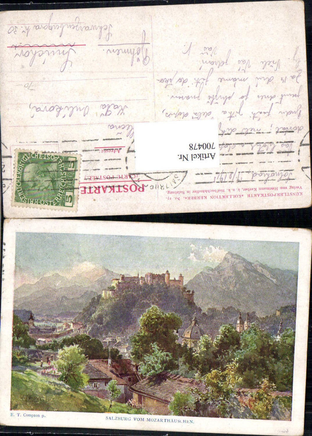 700478 Künstler AK E. T. Compton Salzburg Stadt Mozarthäuschen