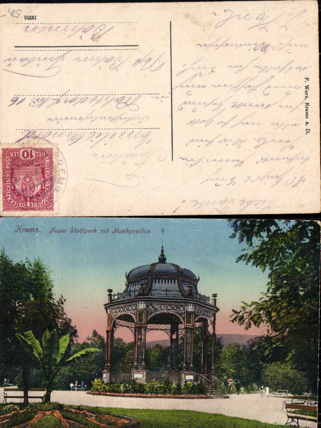 701260 Krems an der Donau Stadtpark Musikpavillon gel Rahtsdorf Böhmisch Trübau