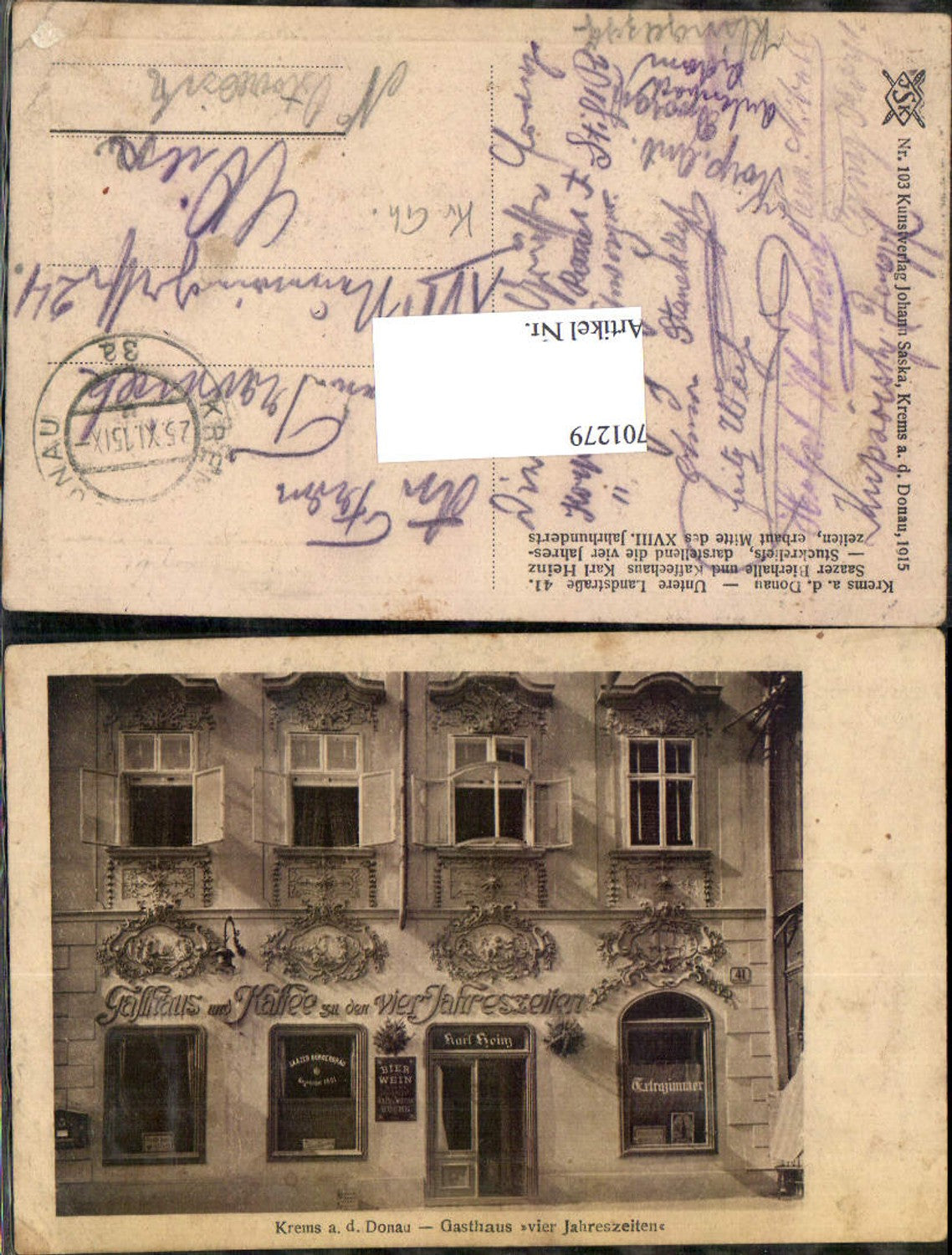 701279 Krems an der Donau Gasthaus vier Jahreszeiten pub Johann Saska 103