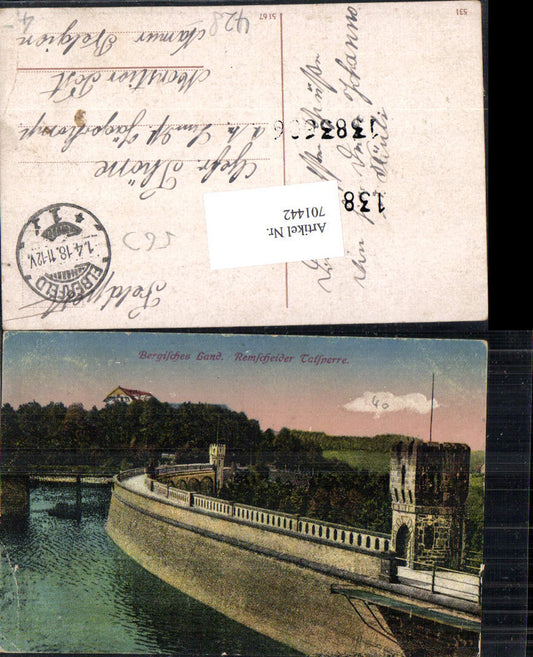 701442 Bergisches Land Remscheid Remscheider Talsperre Feldpost Elberfeld n. Namur