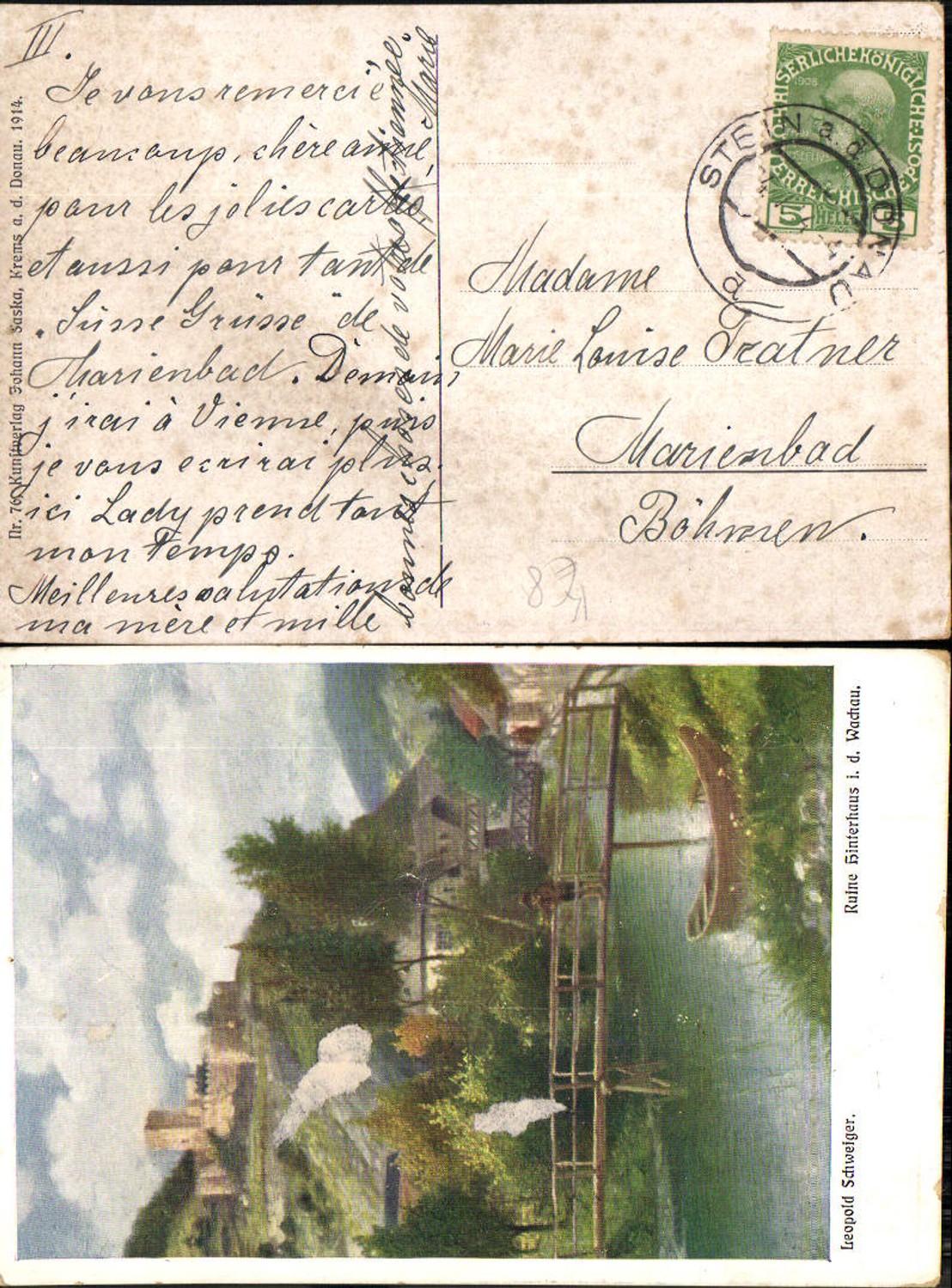 701508 Künstler AK Leopold Schweiger Hinterhaus bei Spitz in der Wachau