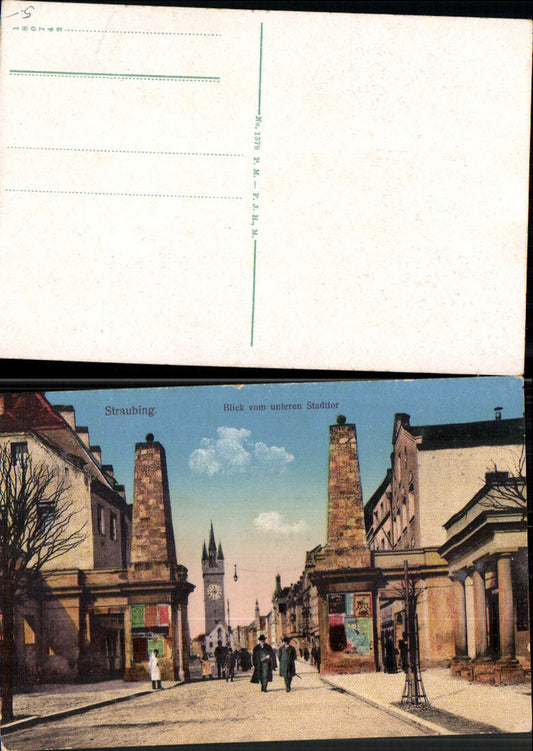 701583 tolle AK Straubing Blick zum unteren Stadttor