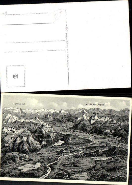 701596 Maps AK Bird's-eye view Füssen Hopfen Eisenberg Freiberg Schwandau