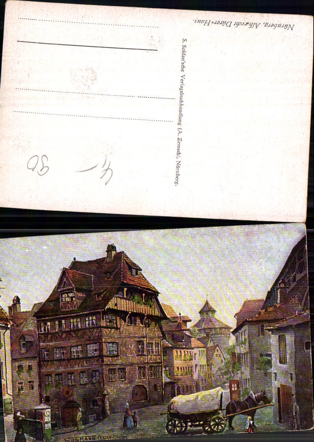 701801 Künstler AK Paul Sollmann Nürnberg Kutsche Albrecht Dürer Haus