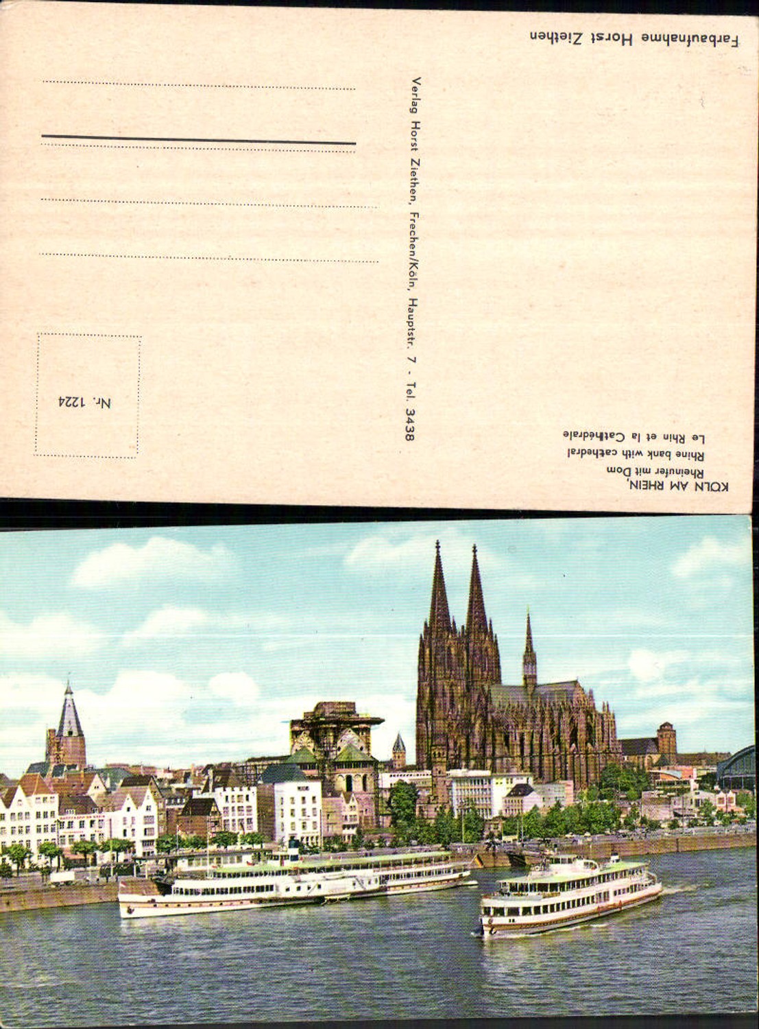 701803 Köln am Rhein Rheinufer Dom Dampfer Aufnahme Horst Ziethen