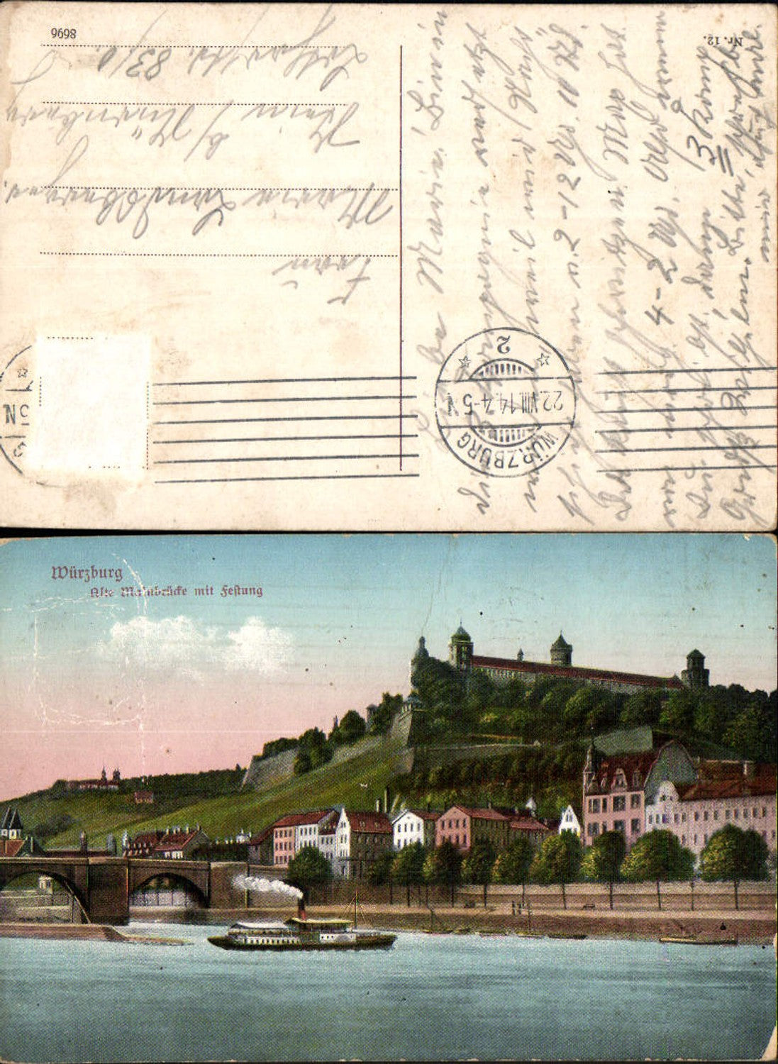 702209 Würzburg Mainbrücke Brücke Festung gel Stein Nürnberg