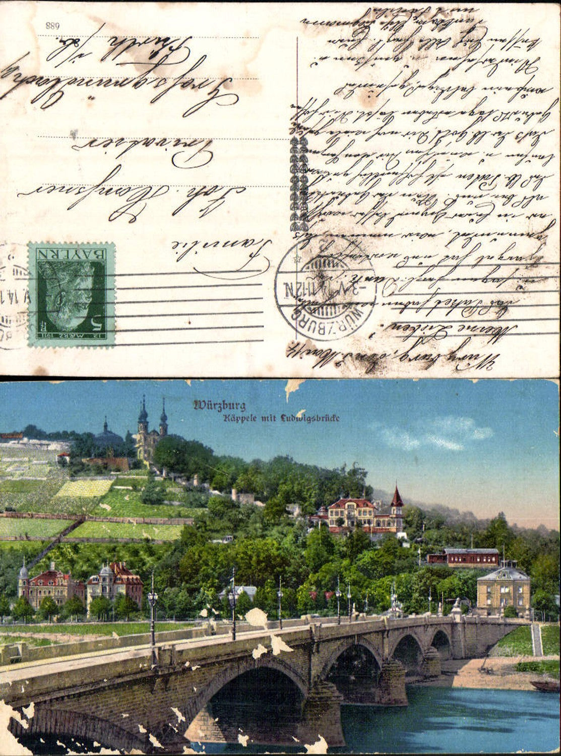 702210 Würzburg Käppele Brücke gel Großgründlach Fürth Nürnberg
