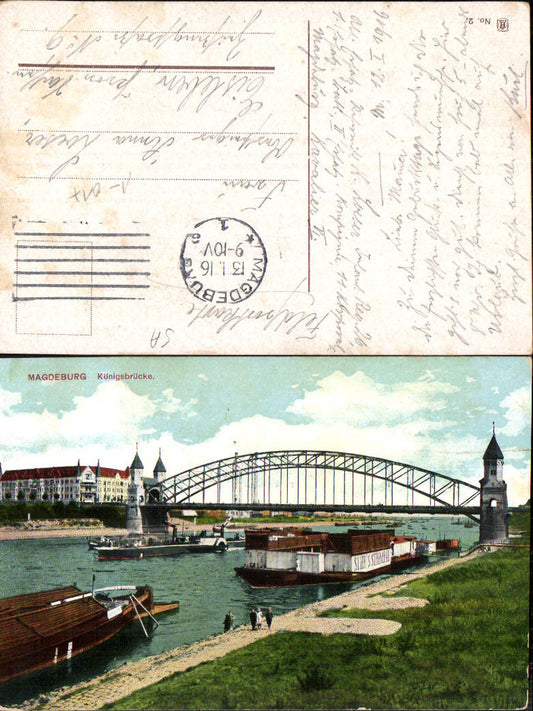 702218 Magdeburg Königsbrücke Brücke Dampfer Elbe