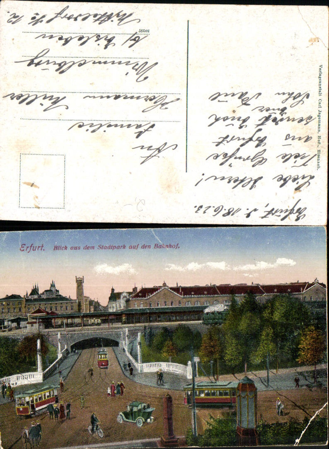 702228 Erfurt Blick aus dem Stadtpark m. Bahnhof
