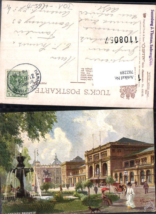 702289 Künstler AK Hannover Bahnhof Leute Auto pub Raphael Tuck 630 B Stp. J. Thomas Sachrang