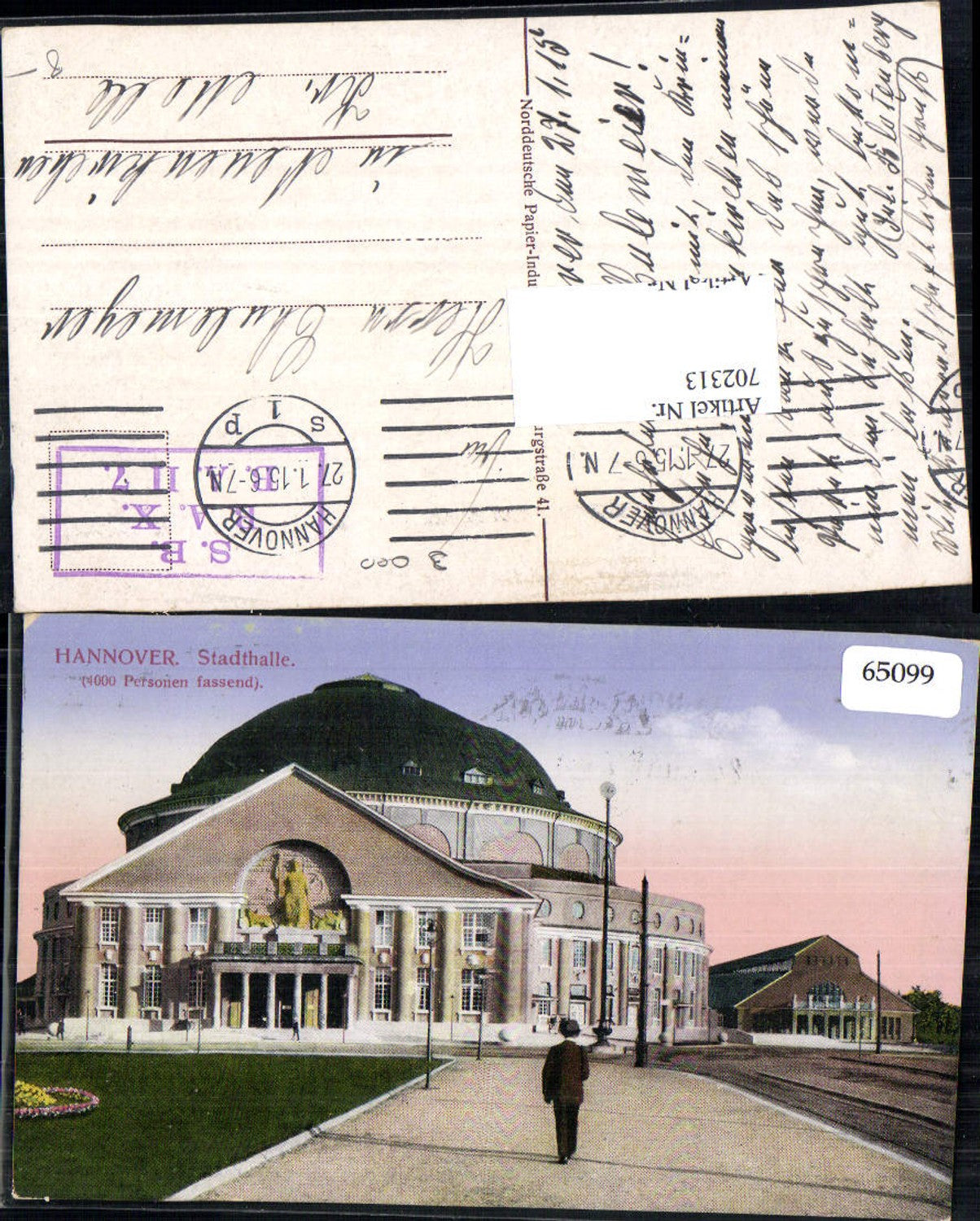 702313 Hannover Stadthalle Feldpost