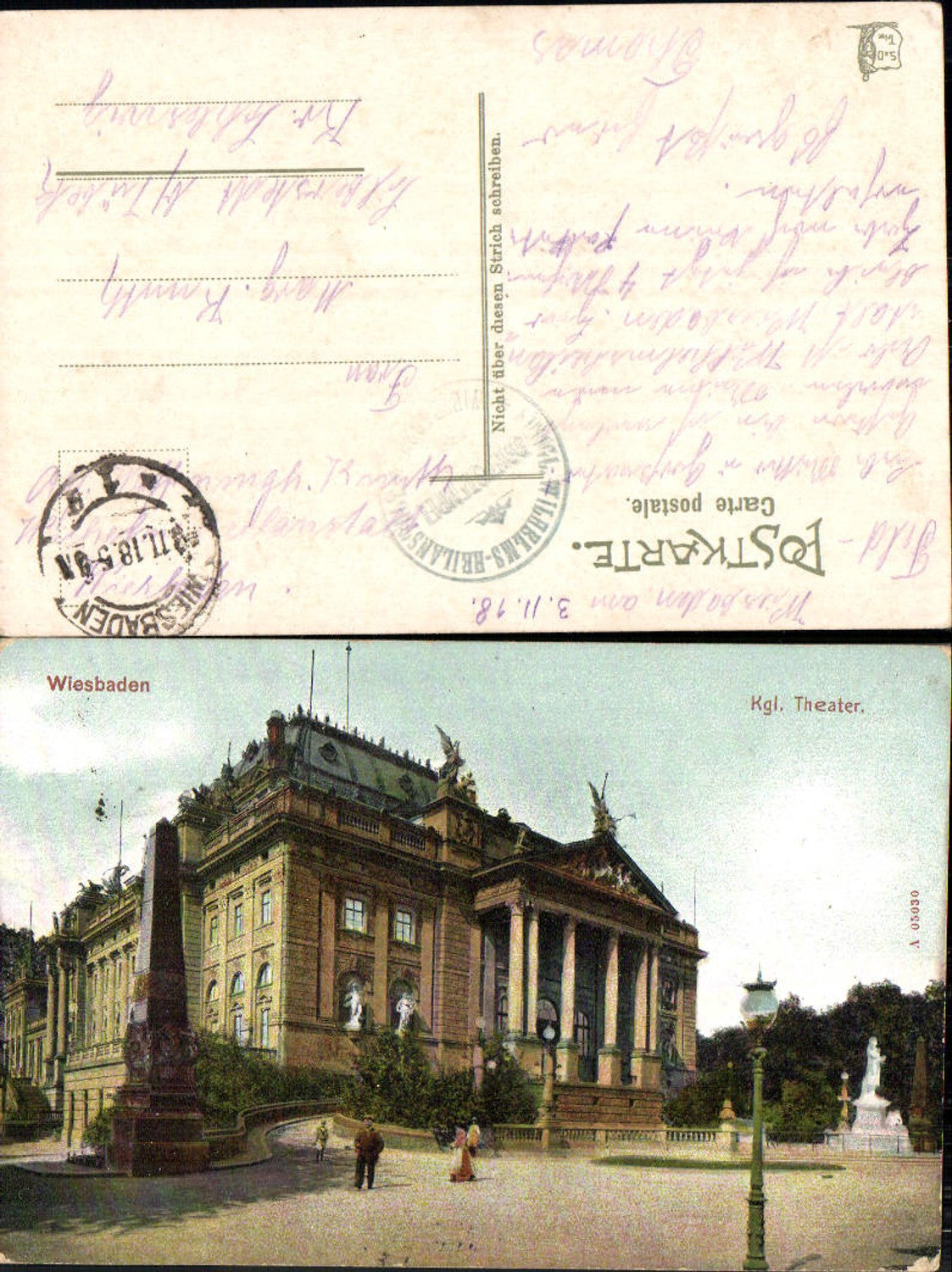 702319 Wiesbaden Theater Feldpost gel Silberstedt b. Lübeck