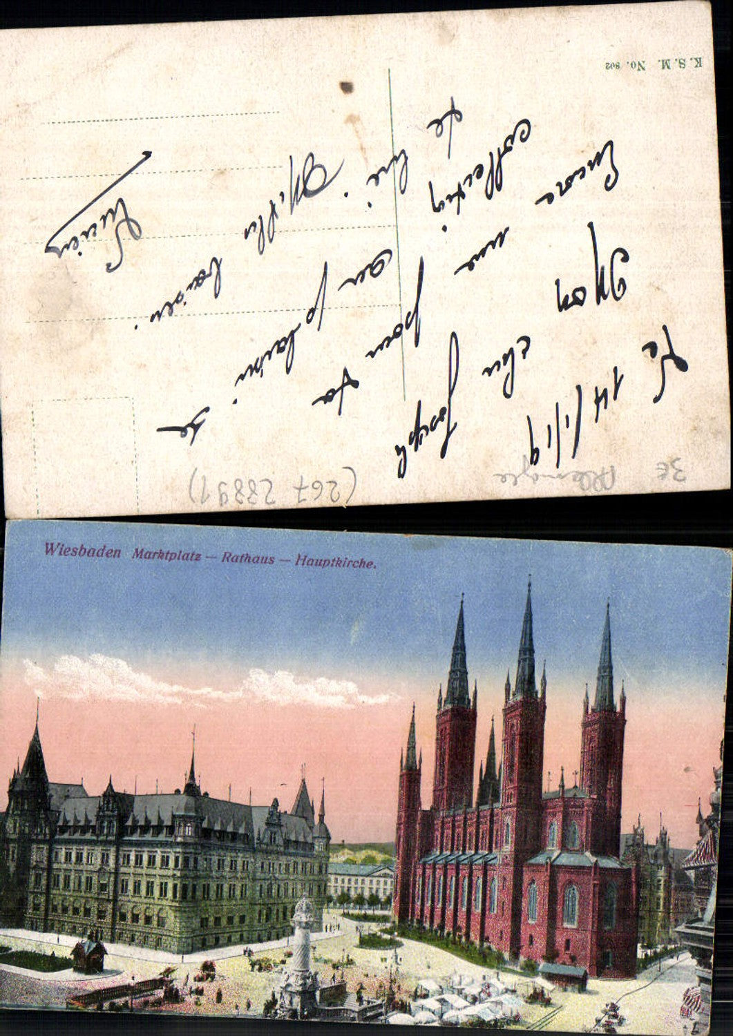 702324 Wiesbaden Marktplatz Rathaus Kirche