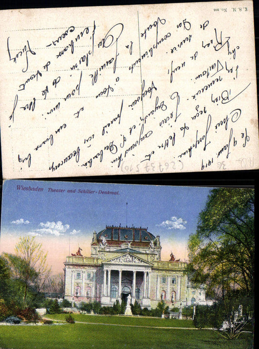702328 Wiesbaden Theater Schiller denkmal