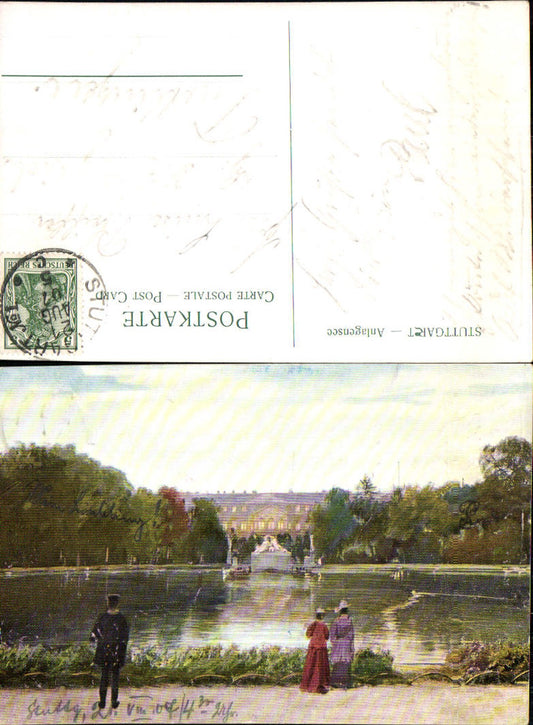 702340 great artists AK Stuttgart Anlagensee Schloss gel Tuttlingen