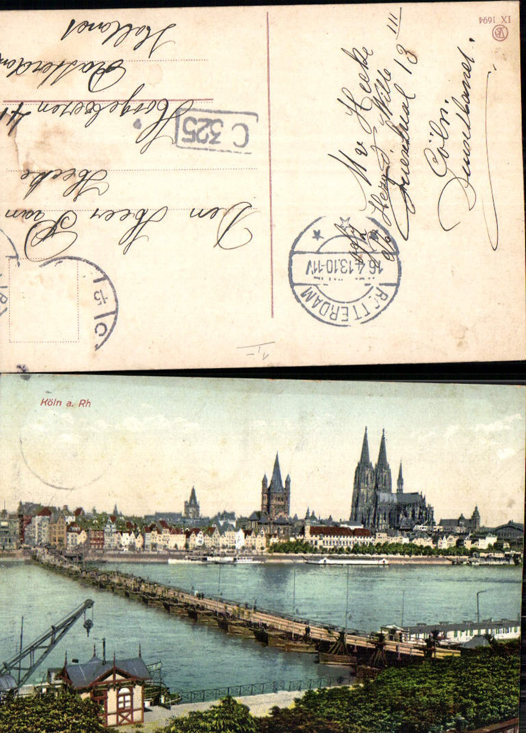 702409 Köln am Rhein Brücke gel Stp. Rotterdam