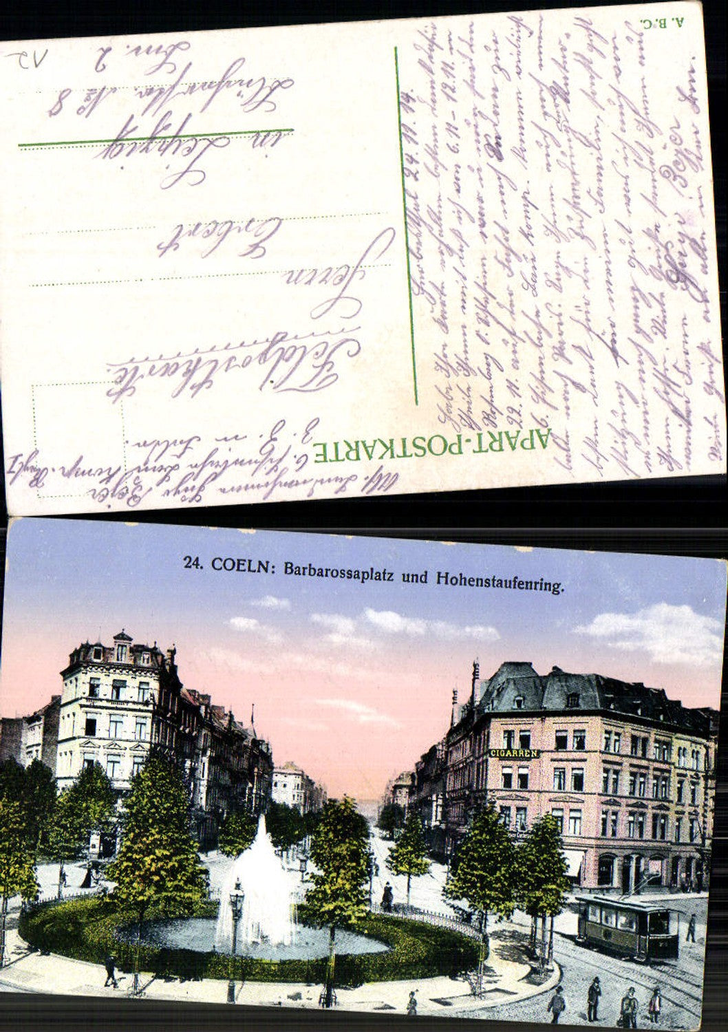 702419 Köln am Rhein Barbarossaplatz Hohenstaufenring Straßenbahn Tram Feldpost