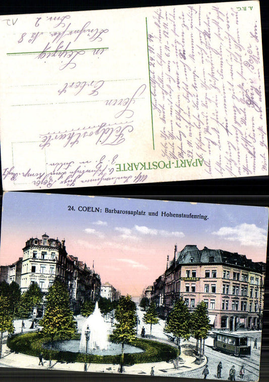 702419 Köln am Rhein Barbarossaplatz Hohenstaufenring Straßenbahn Tram Feldpost
