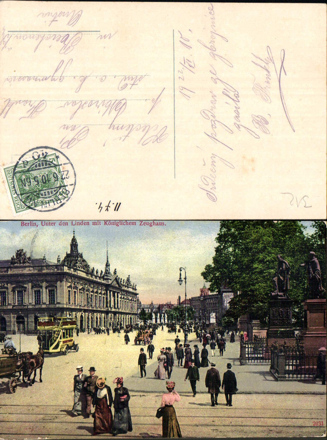 702443 Berlin Mitte Unter den Linden Bus Autobus Kutsche zeughaus