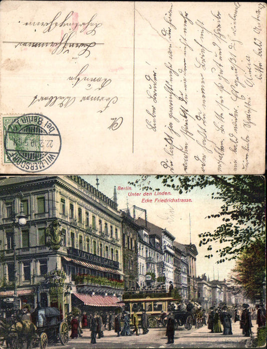 702449 Berlin Mitte Victoria Cafe Unter den Linden Friedrichstrasse Kutsche Tram Tramway