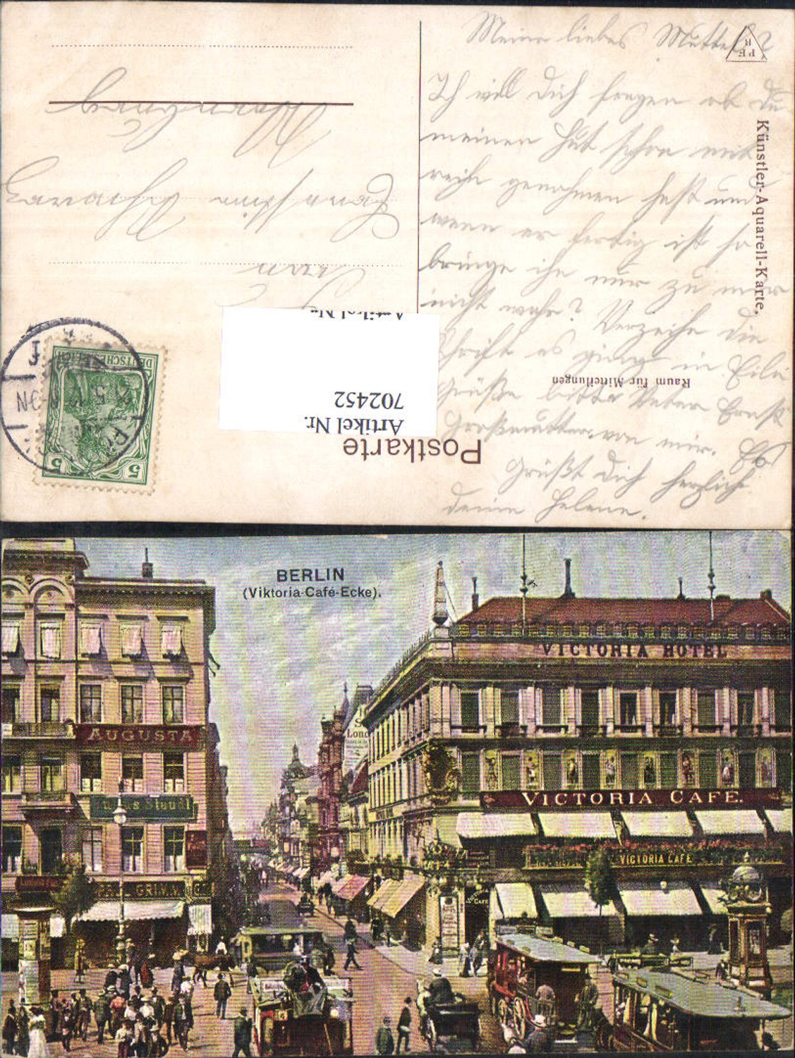 702452 Künstler AK Berlin Mitte Unter den Linden Victoria Cafe Ecke Augusta