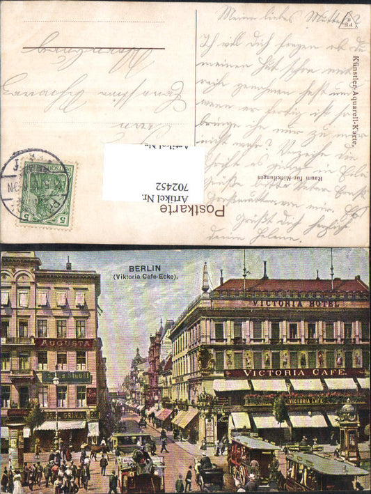 702452 Künstler AK Berlin Mitte Unter den Linden Victoria Cafe Ecke Augusta