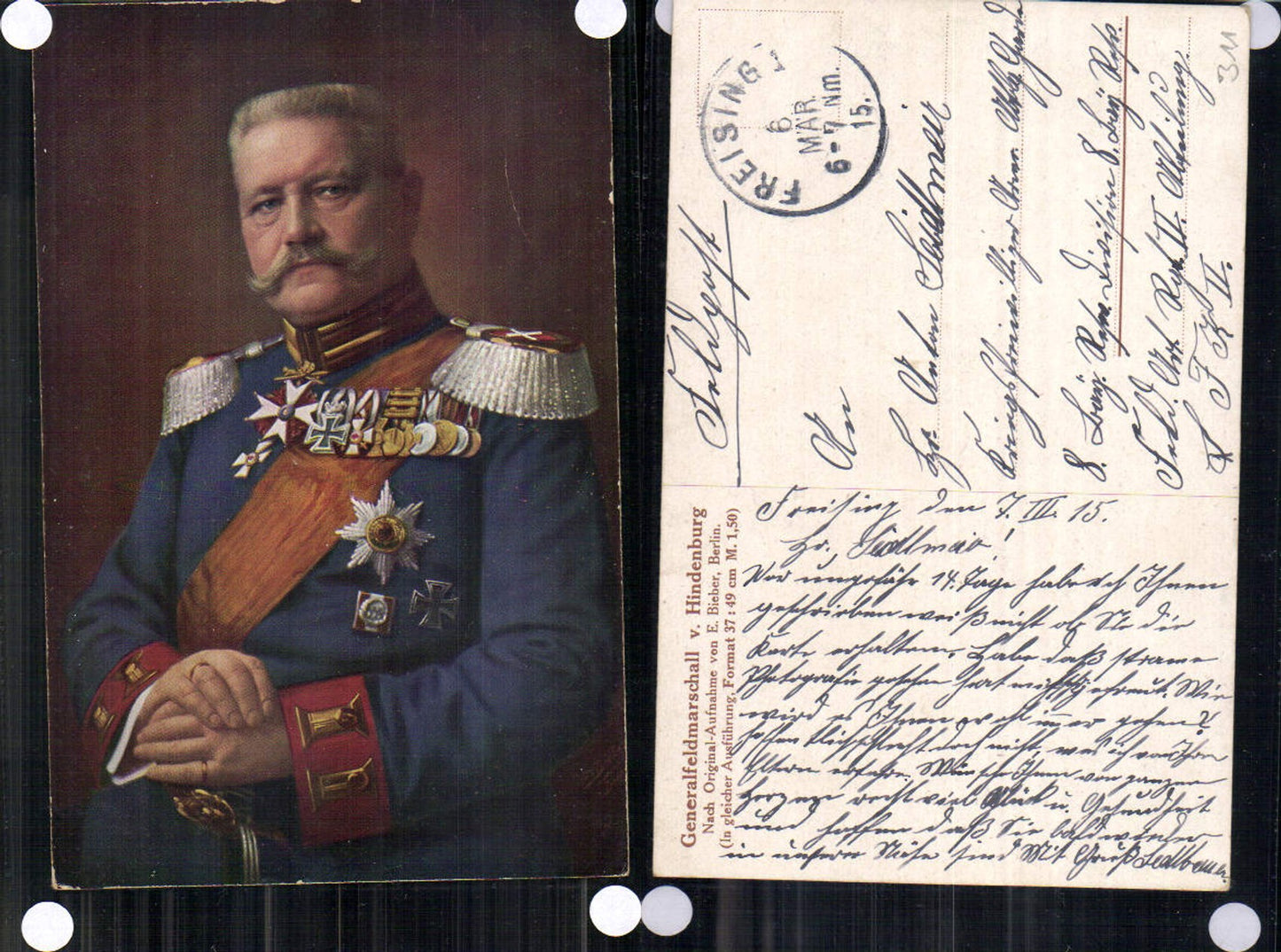 702454 Künstler AK Generalfeldmarschall Hindenburg n. E. Bieber Feldpost Freising