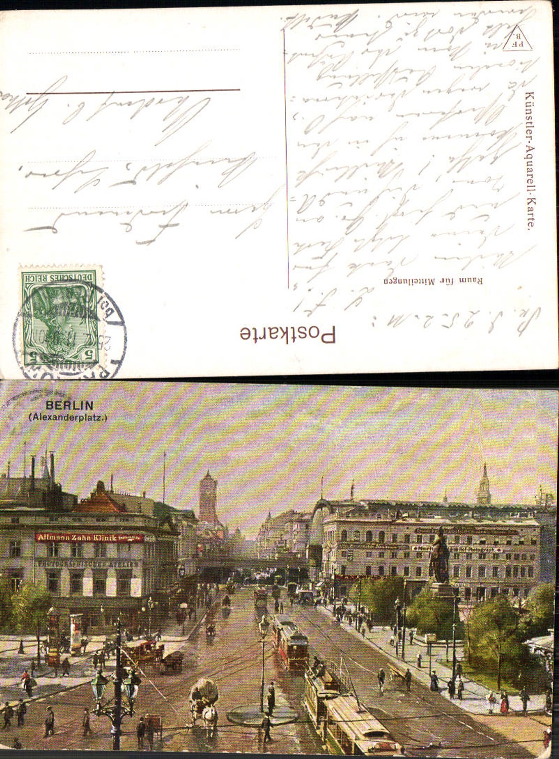 702457 Künstler AK Berlin Alexanderplatz Straßenbahn
