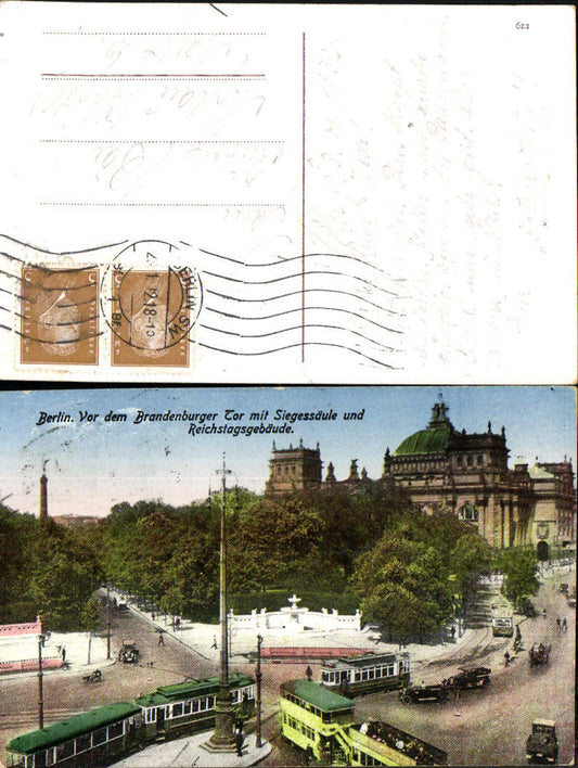 702475 Berlin Vor dem Brandenburger Tor Siegessäule Reichstag Bus Straßenbahn