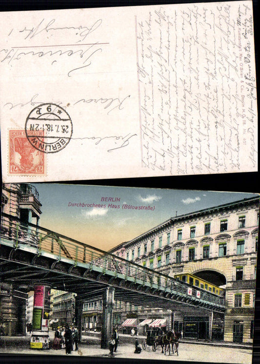 702542 Berlin Durchbrochenes Haus Bülowstraße Kutsche Litfaßsäule