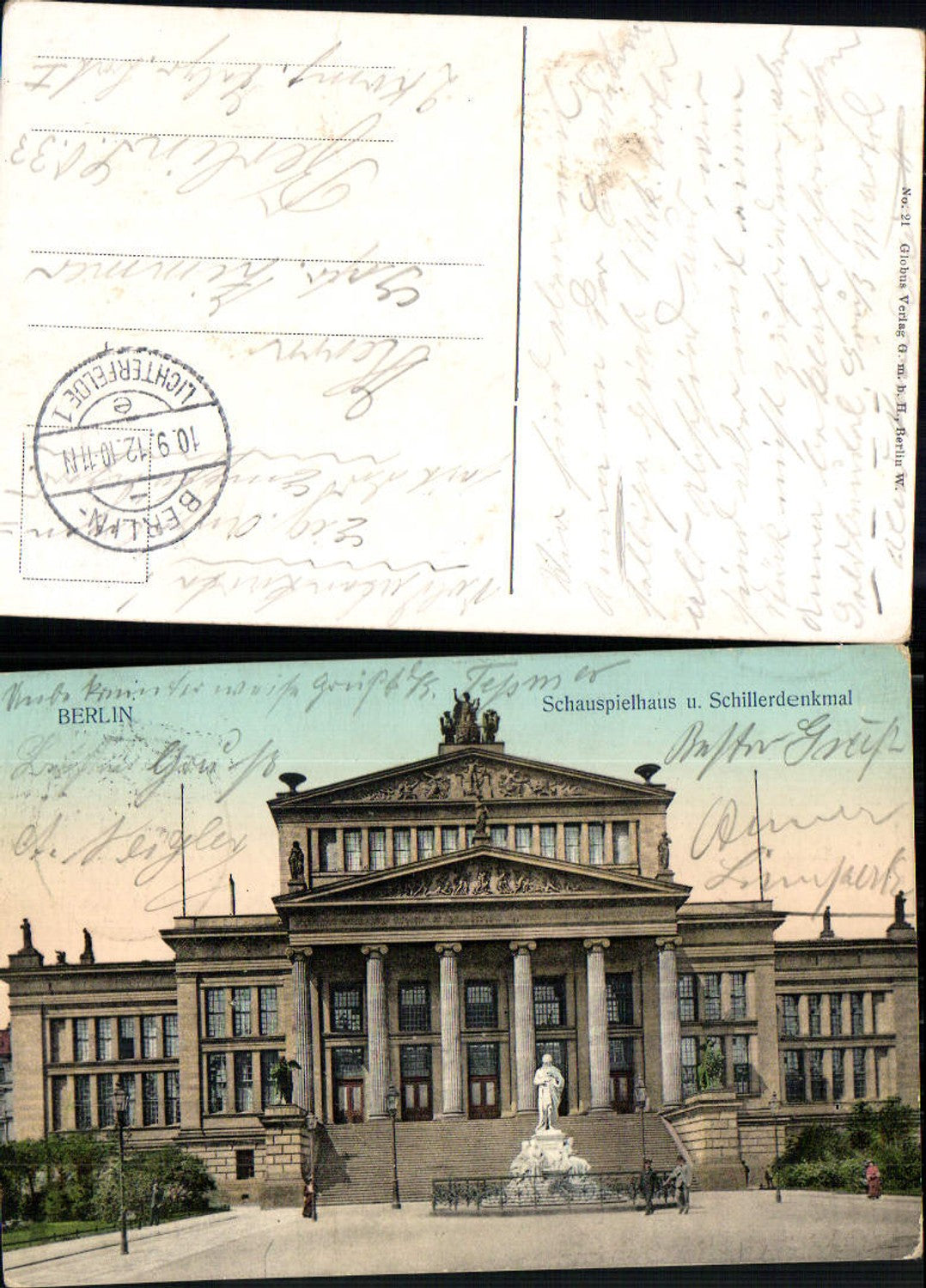 702544 Berlin Theater Schauspielhaus Schillerdenkmal Schiller Feldpost