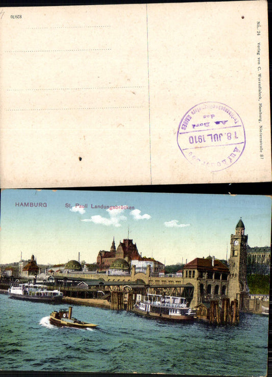 702576 Hamburg St. Pauli Landungsbrücken Bordstempel Turbinenschnelldampfer Kaiser 1910