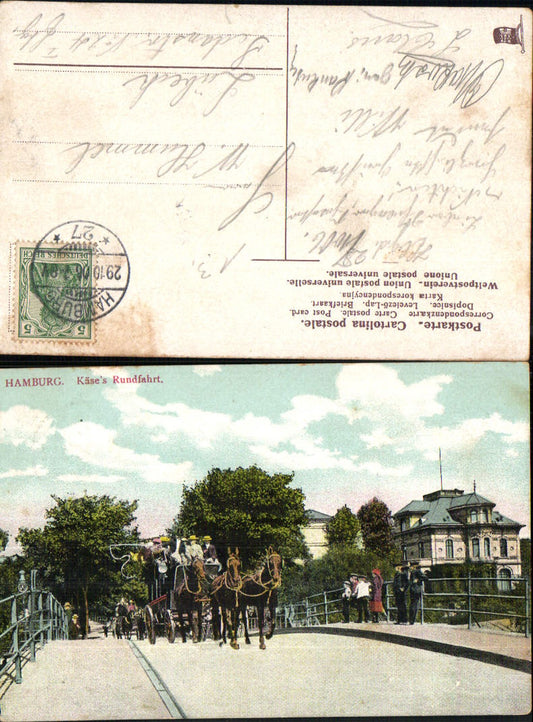 702608 Hamburg Käses Rundfahrt Kutsche Detail Pferde