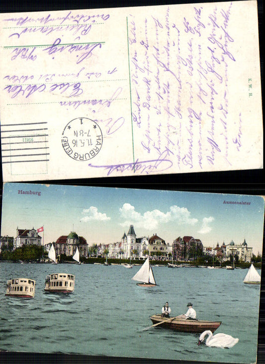 702628 Hamburg Aussenalster Alster Boote gel Sinzig Rhein