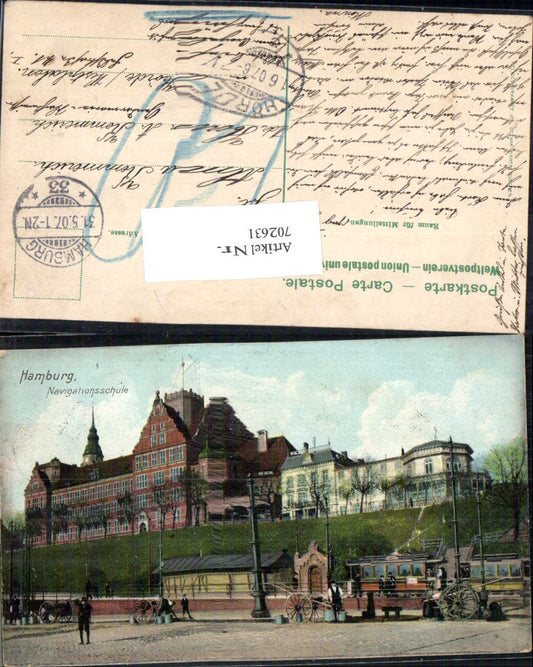 702631 Hamburg Navigationsschule Partie Postvermerk Hörde Westfalen 1907