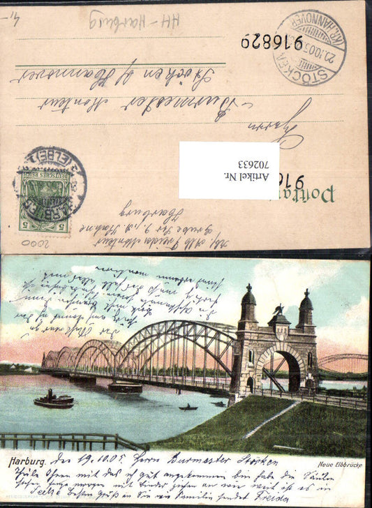 702633 Hamburg Neue Elbbrücke Brücke 1905 Stp. Stöcken Hannover