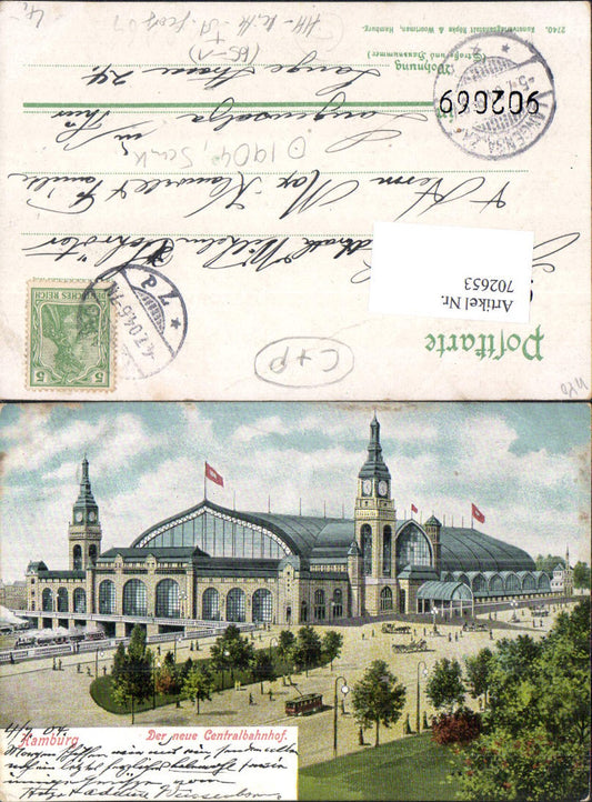 702653 Lithographie Hamburg Bahnhof Hauptbahnhof Neue Centralbahnhof