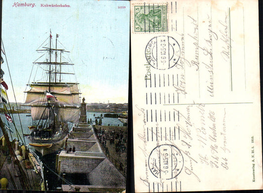 702660 Hamburg Kuhwärderhafen Segelschiff Partie