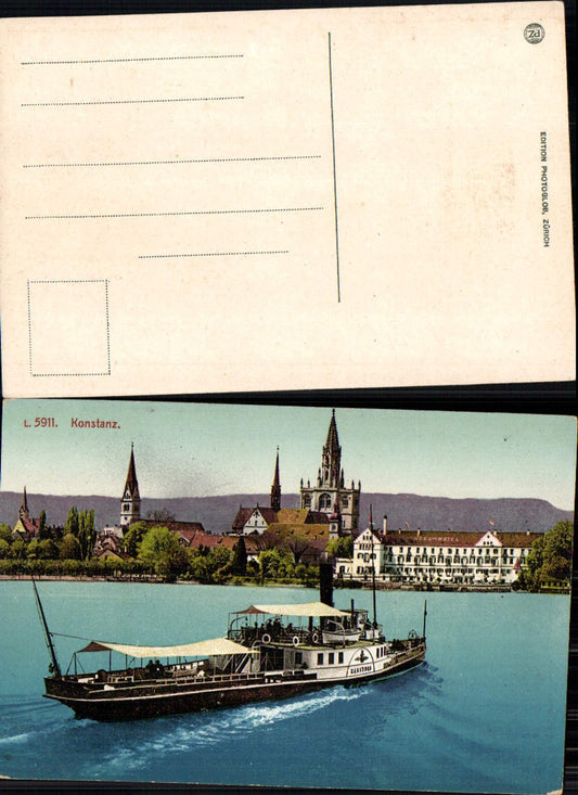 702678 Konstanz on Lake Constance, steamer Habsburg, pub, Photoglob L. 5911