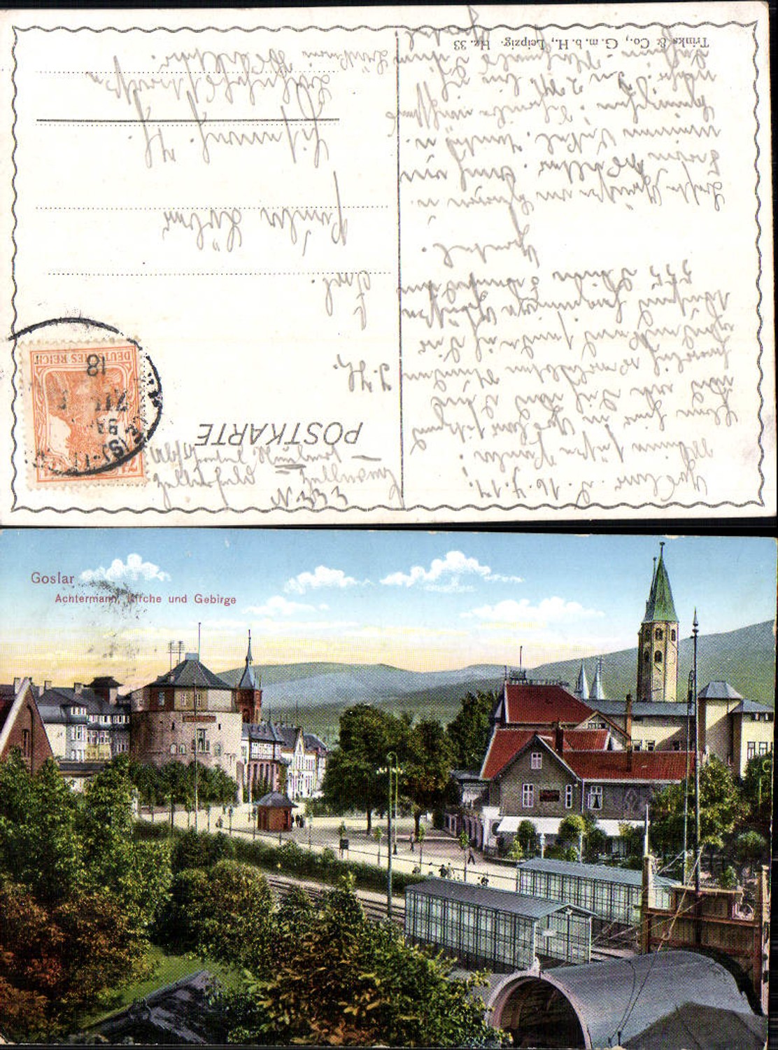 702687 Goslar im Harz Achtermann Kirche Bahnpost pub Trinks & Co. Hz. 33
