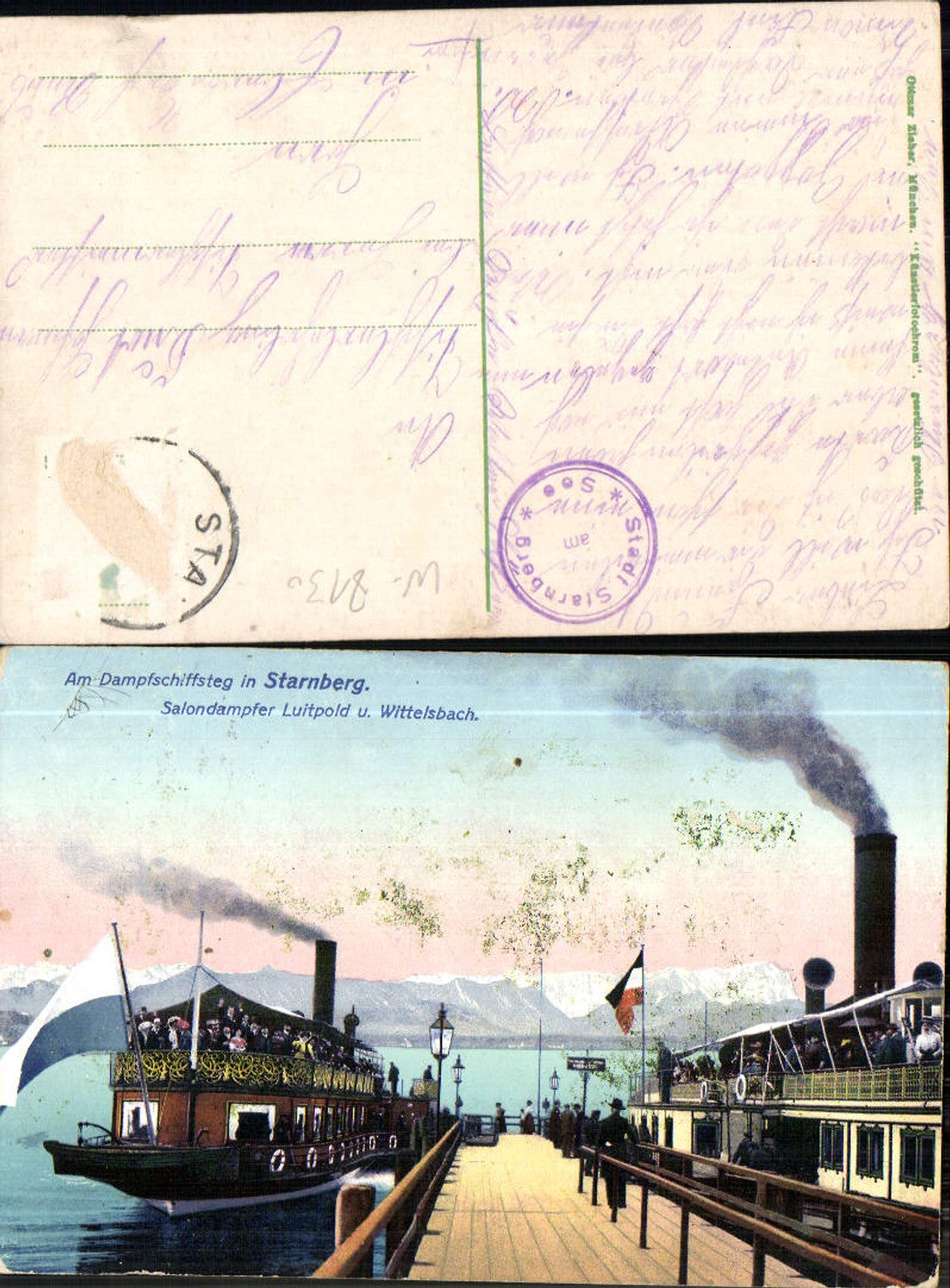 702711 Am Dampfschiffsteg in Starnberg Salondampfer Dampfer Luitpold Wittelsbach