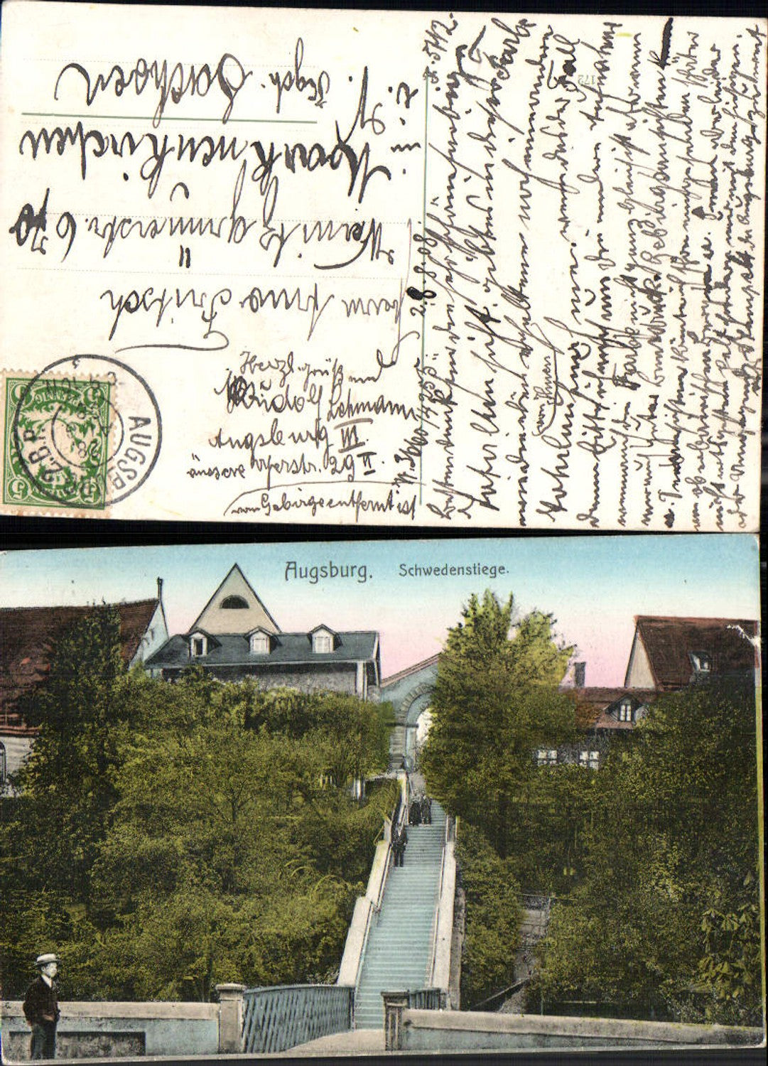 702861 Augsburg Schwedenstiege Stiege Treppe gel Markneukirchen