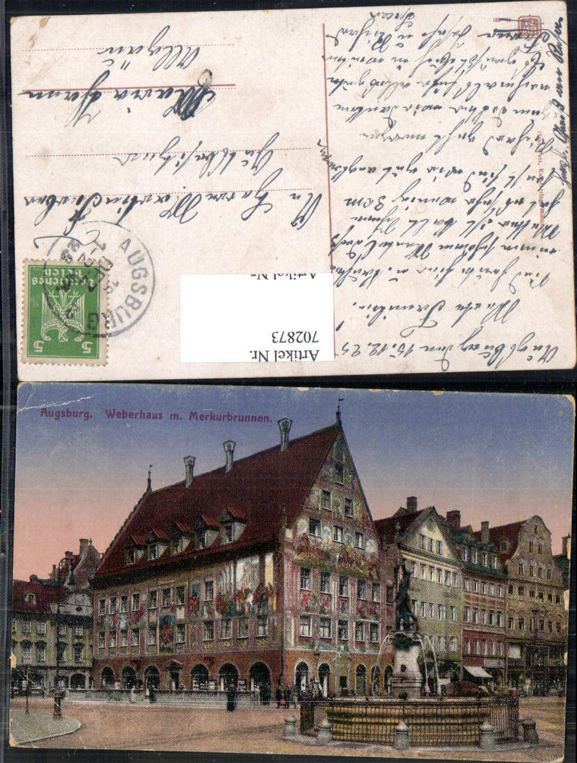 702873 Augsburg Weberhaus Brunnen Merkurbrunnen
