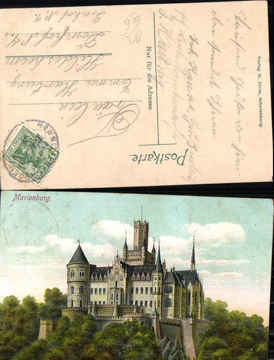 702881 Marienburg Burg Pattensen Hannover Bahnpost gel Dömhof Hildesheim