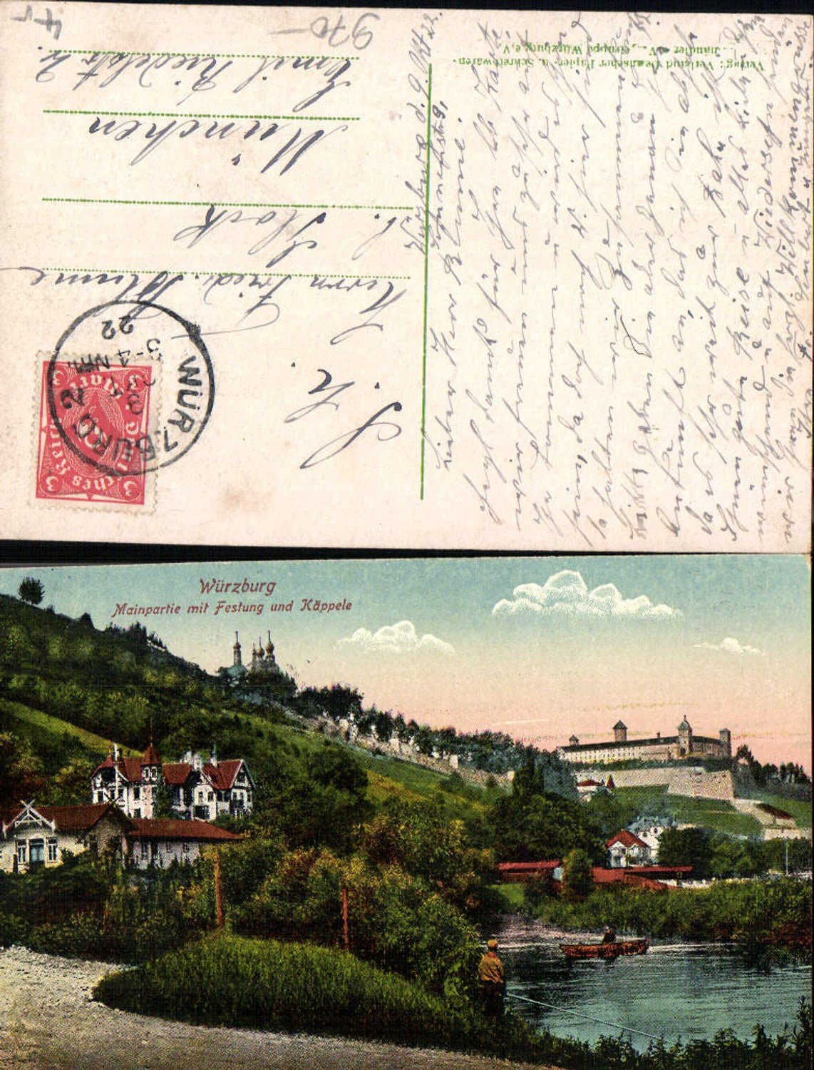 702909 Würzburg Käppele Marienberg Festung Main Fischer Angler angeln